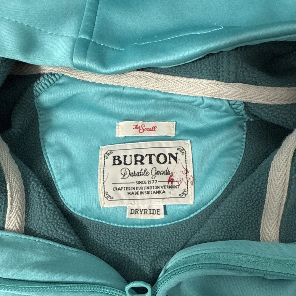 BURTON SNOWBOARD Full Zip Hoodie Sweatshirt Jacket Turquoise Size Small‎